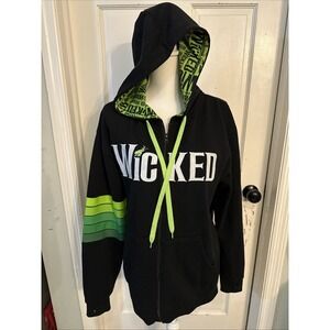 Wicked Wear Musical Fleece Embroidered Full-Zip Witch Hoodie Black Unisex Sz Med